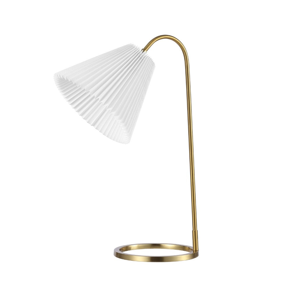 Pauly 22" Modern Glam Metal Arc Adjustable Head LED Table Lamp with Pleated Shade