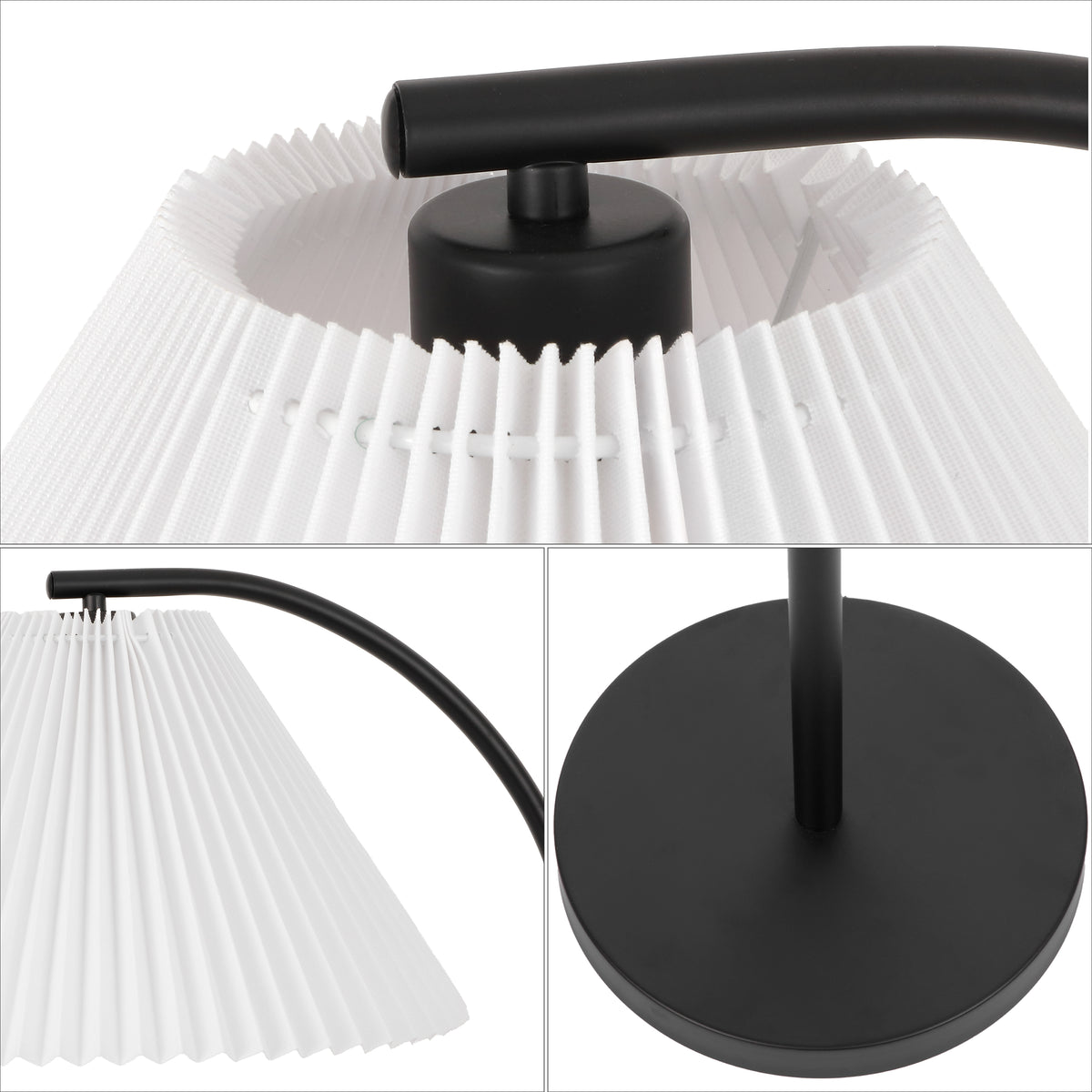 Homesake 60.5" Modern Glam Metal Arc LED Floor Lamp with Pleated Shade