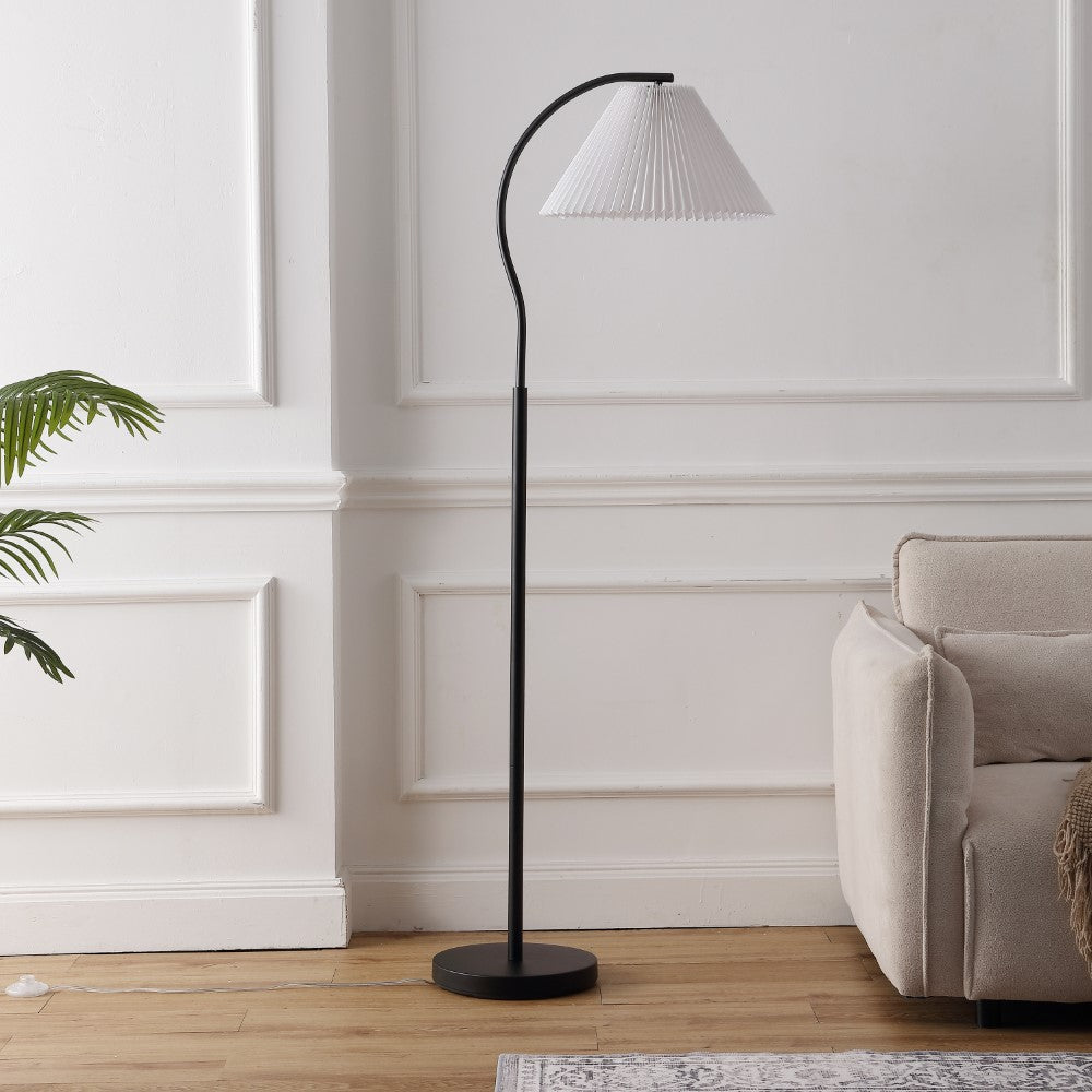 Homesake 60.5" Modern Glam Metal Arc LED Floor Lamp with Pleated Shade
