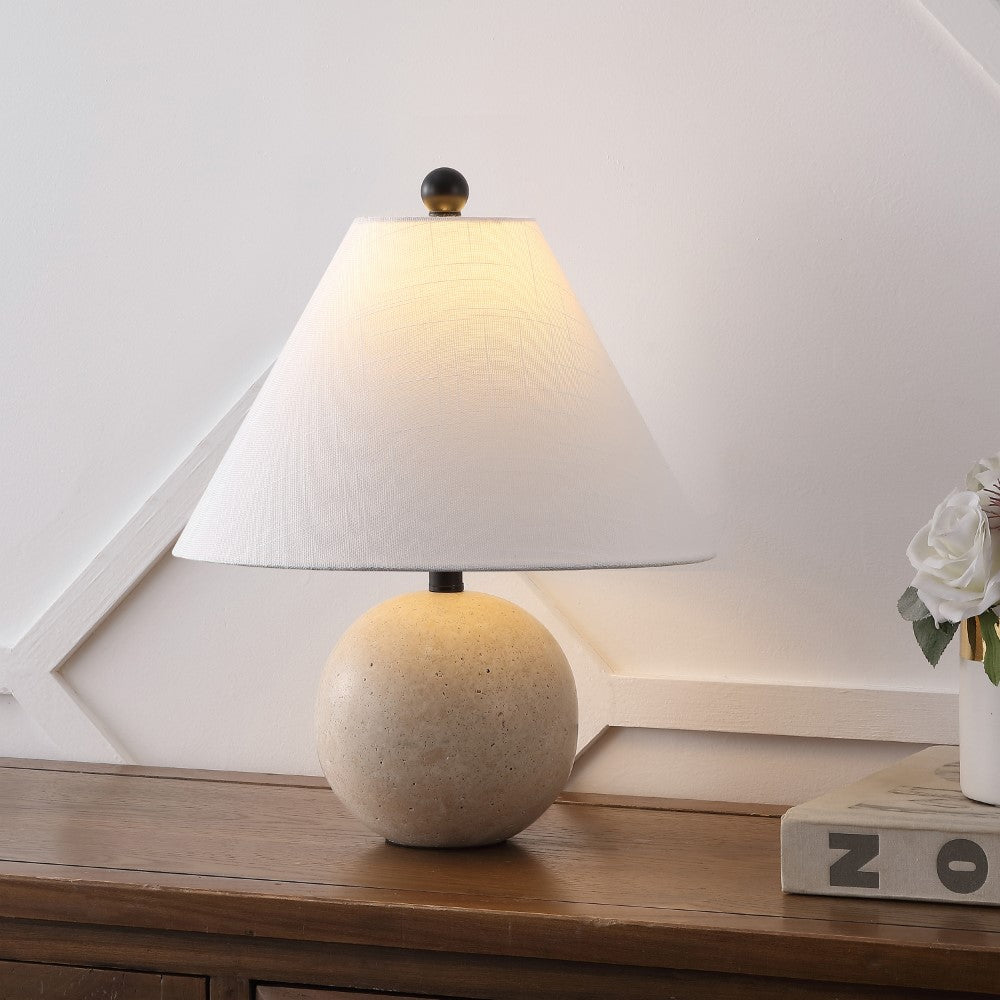 Talenor 16" Modern Minimalist Travertine Globe LED Table Lamp