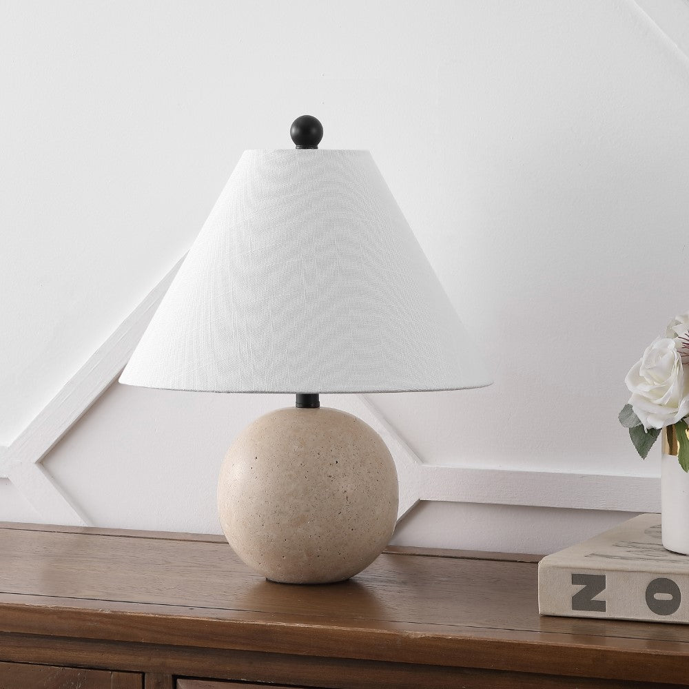 Talenor 16" Modern Minimalist Travertine Globe LED Table Lamp