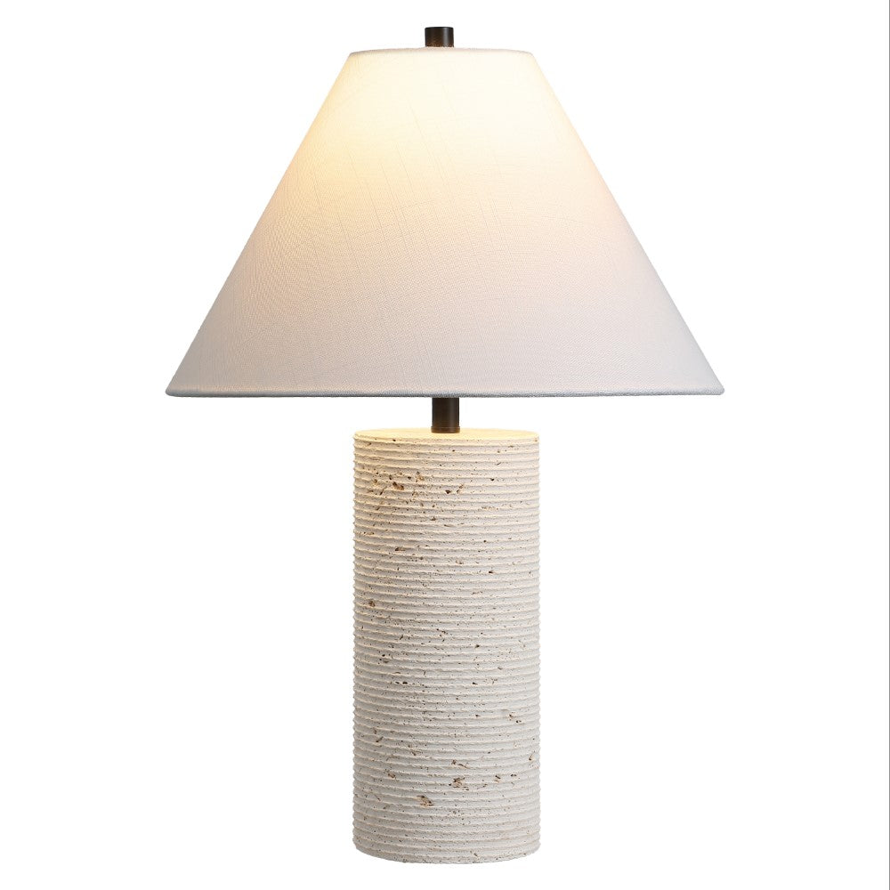 Lagoon 22.50" Modern Minimalist Travertine Column LED Table Lamp