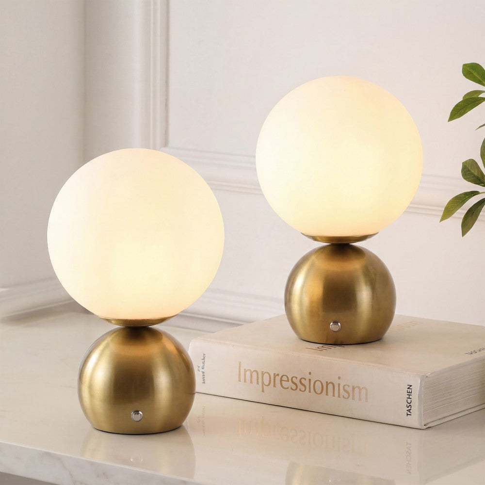 Silverpine 9.5 in. Modern Minimalist Metal Rechargeable Integrated Dimmable LED Table Lamp with Touch Sensor