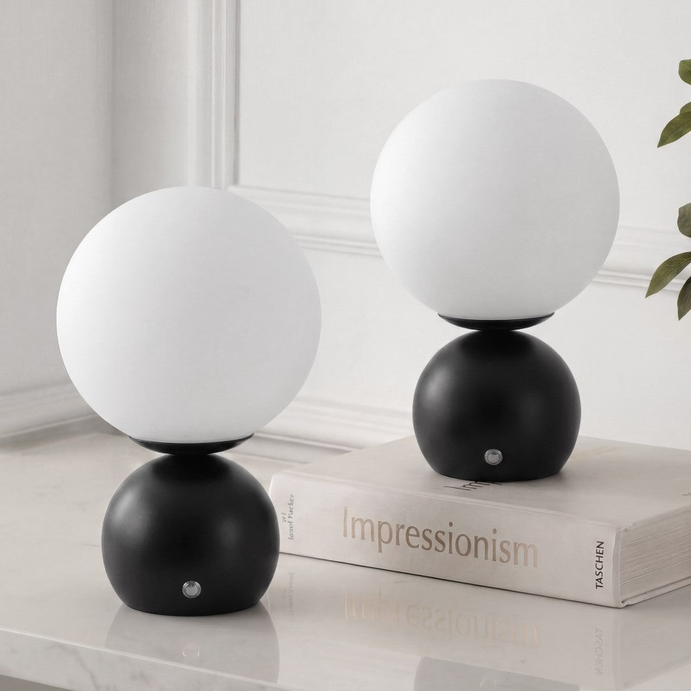 Silverpine 9.5 in. Modern Minimalist Metal Rechargeable Integrated Dimmable LED Table Lamp with Touch Sensor