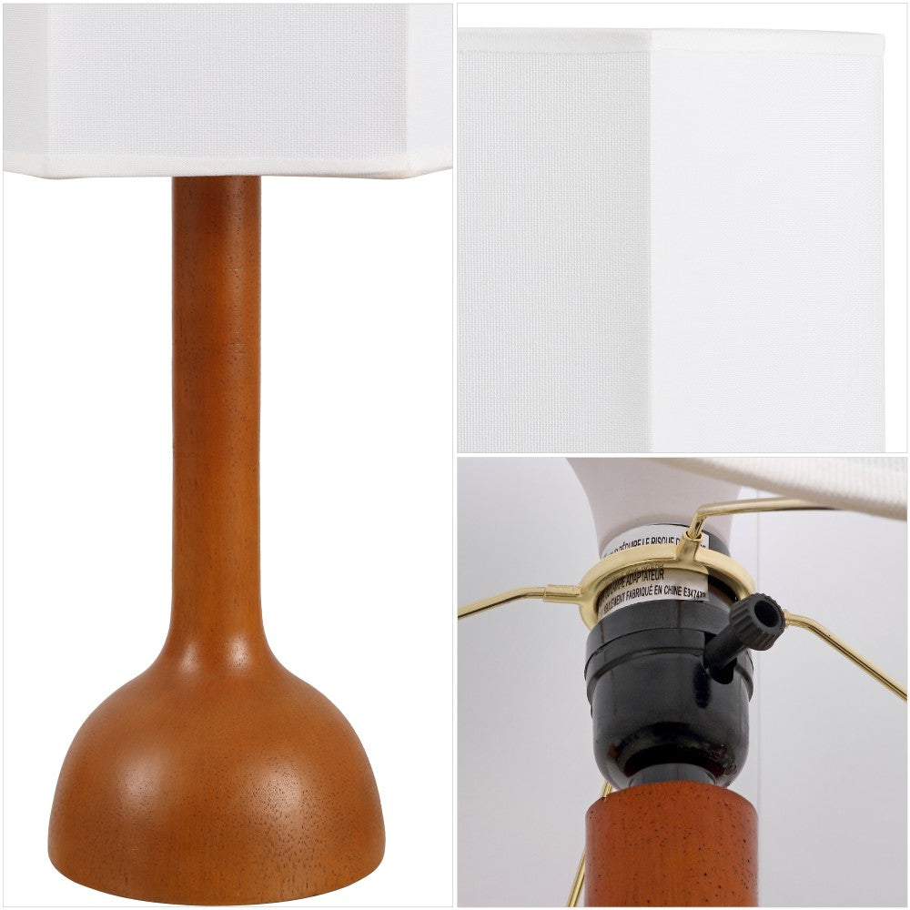 Lisbet 21" Mid-Century Modern Tubular Gourd Resin LED Table Lamp with Octagonal Shade