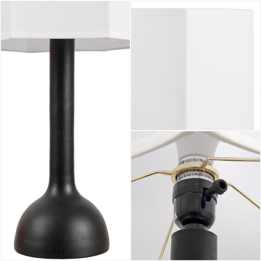 Lisbet 21" Mid-Century Modern Tubular Gourd Resin LED Table Lamp with Octagonal Shade