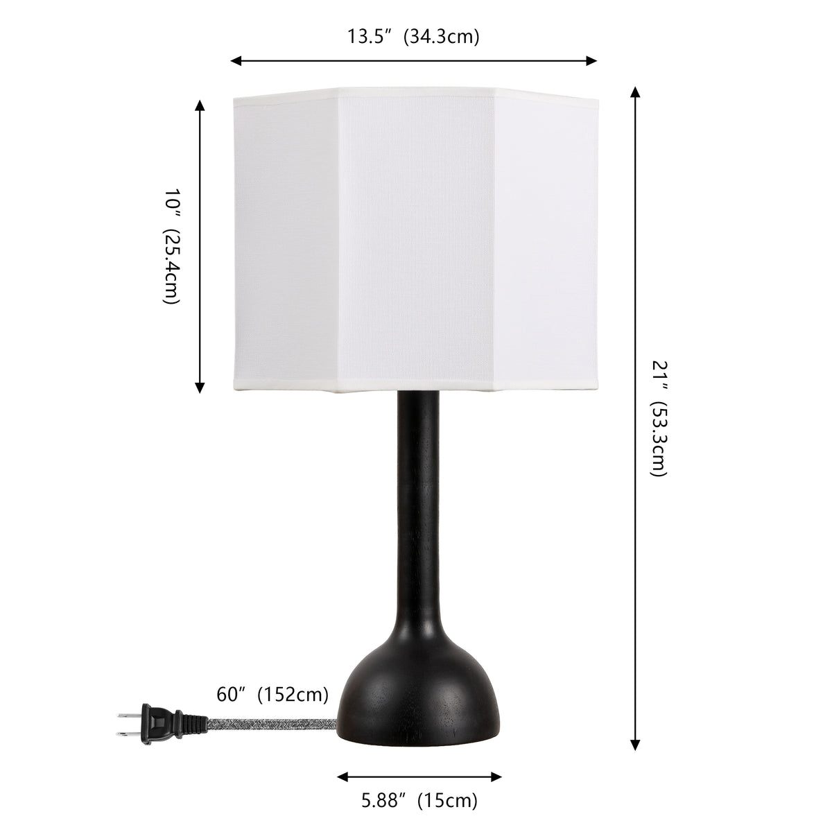 Lisbet 21" Mid-Century Modern Tubular Gourd Resin LED Table Lamp with Octagonal Shade