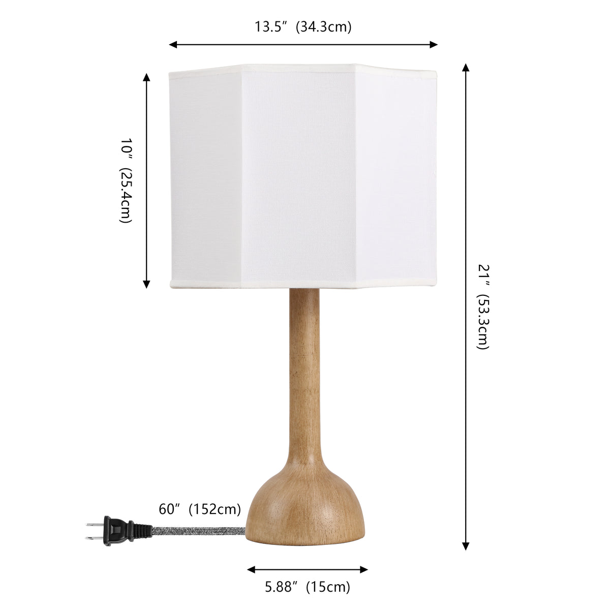 Lisbet 21" Mid-Century Modern Tubular Gourd Resin LED Table Lamp with Octagonal Shade