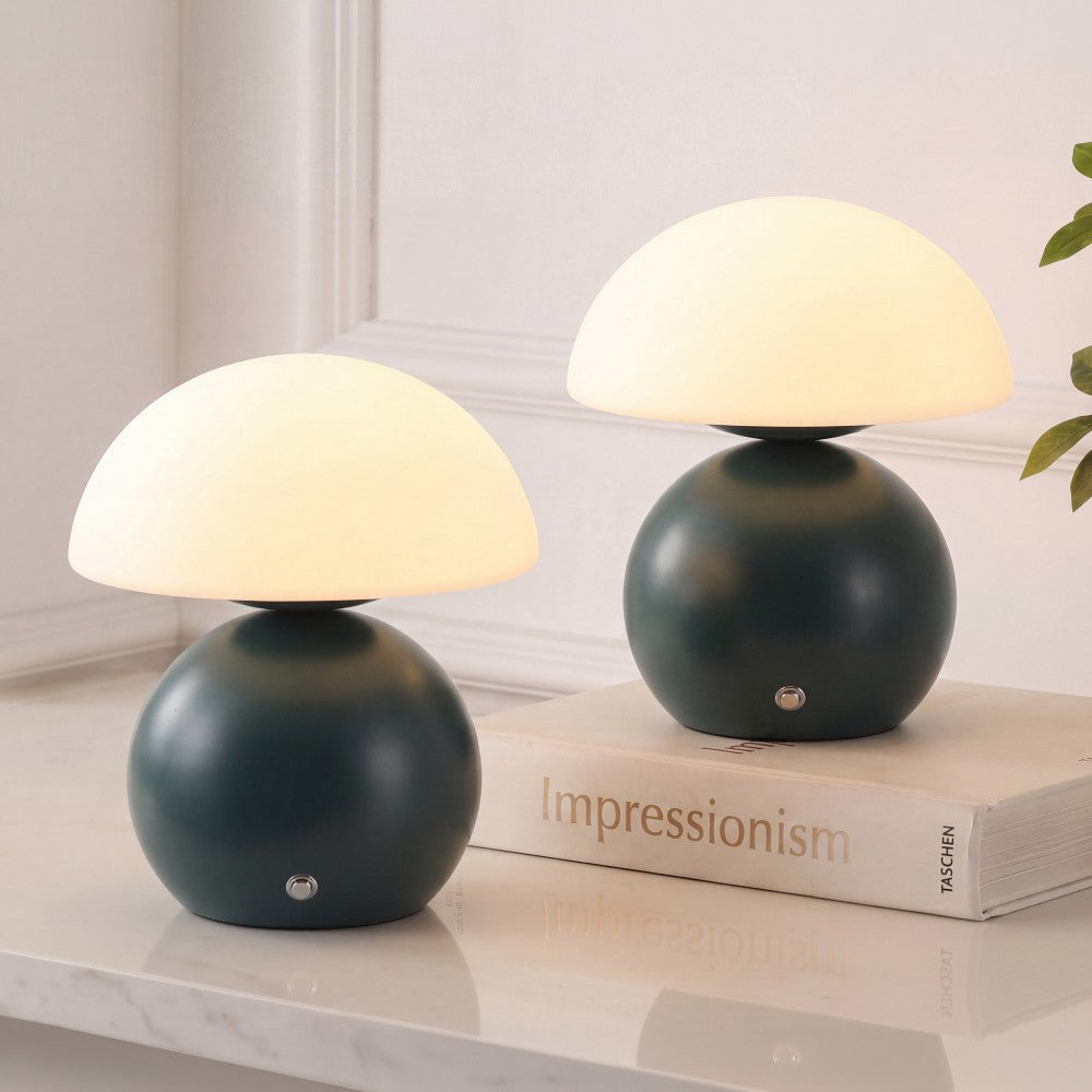 Arbor 7.3 in. Modern Minimalist Metal and Glass Rechargeable Integrated Touch Sensor Dimmable LED Table Lamp