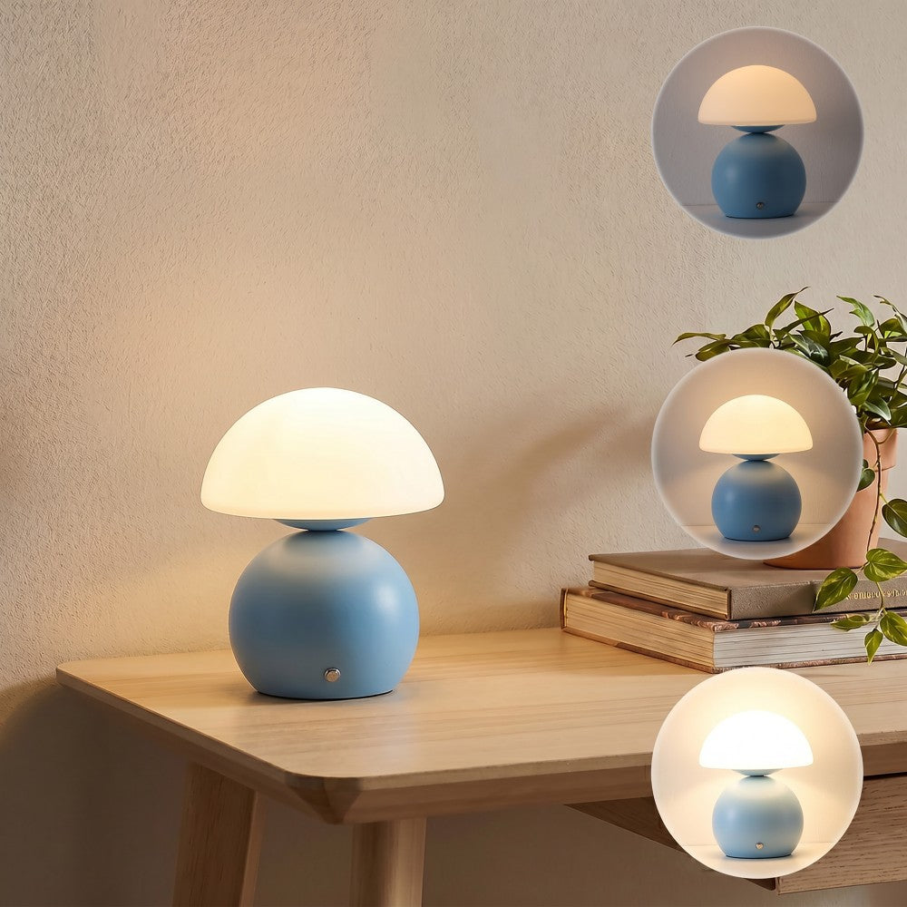 Arbor 7.3 in. Modern Minimalist Metal and Glass Rechargeable Integrated Touch Sensor Dimmable LED Table Lamp