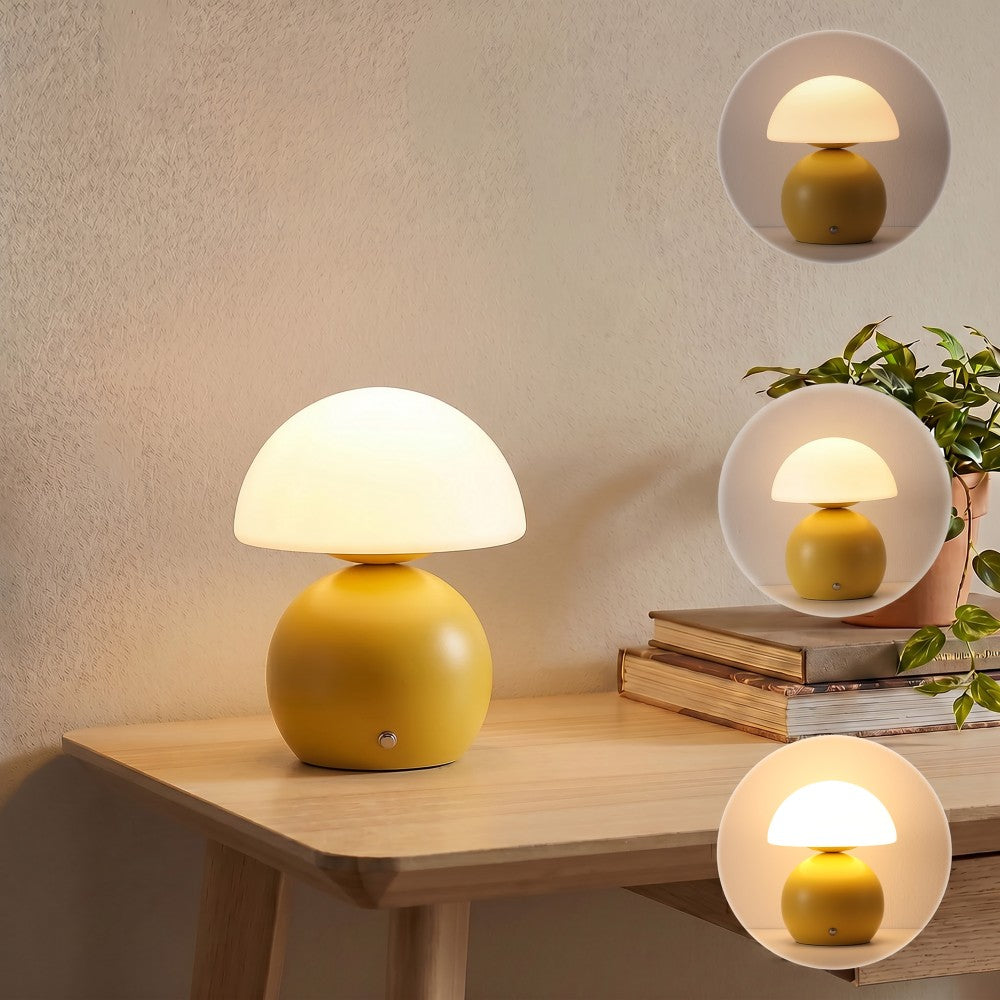 Arbor 7.3 in. Modern Minimalist Metal and Glass Rechargeable Integrated Touch Sensor Dimmable LED Table Lamp