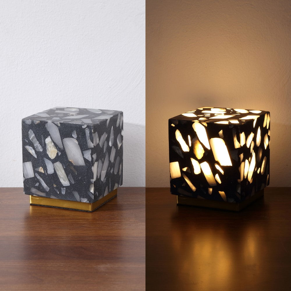 Nico 4.63" Modern Glam Terrazzo Rechargeable/Cordless Dimmable Integrated LED Mini Table Lamp with Touch Sensor Set 2