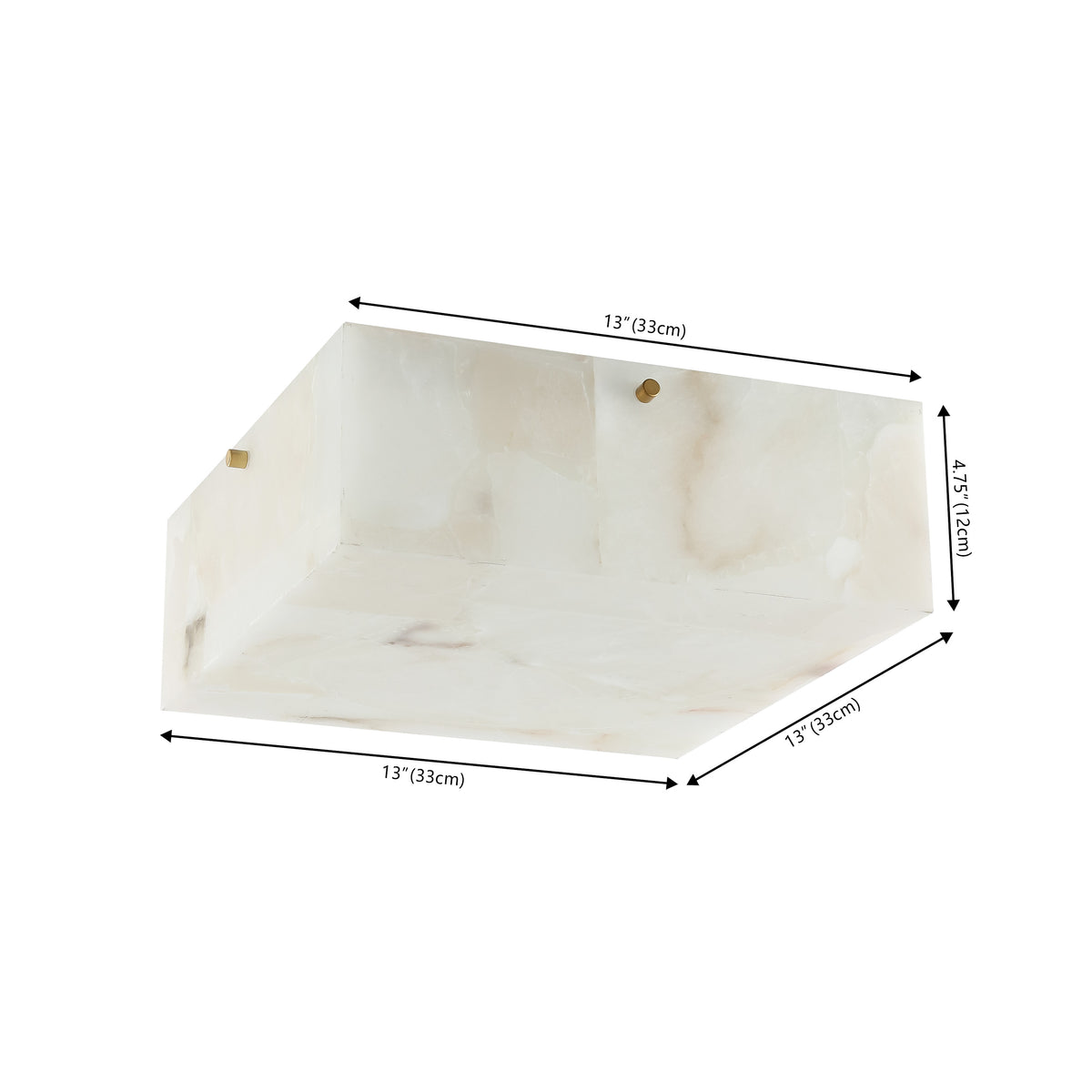 Stain 13" 2-Light Modern Contemporary Alabaster/Iron Square LED Flush Mount