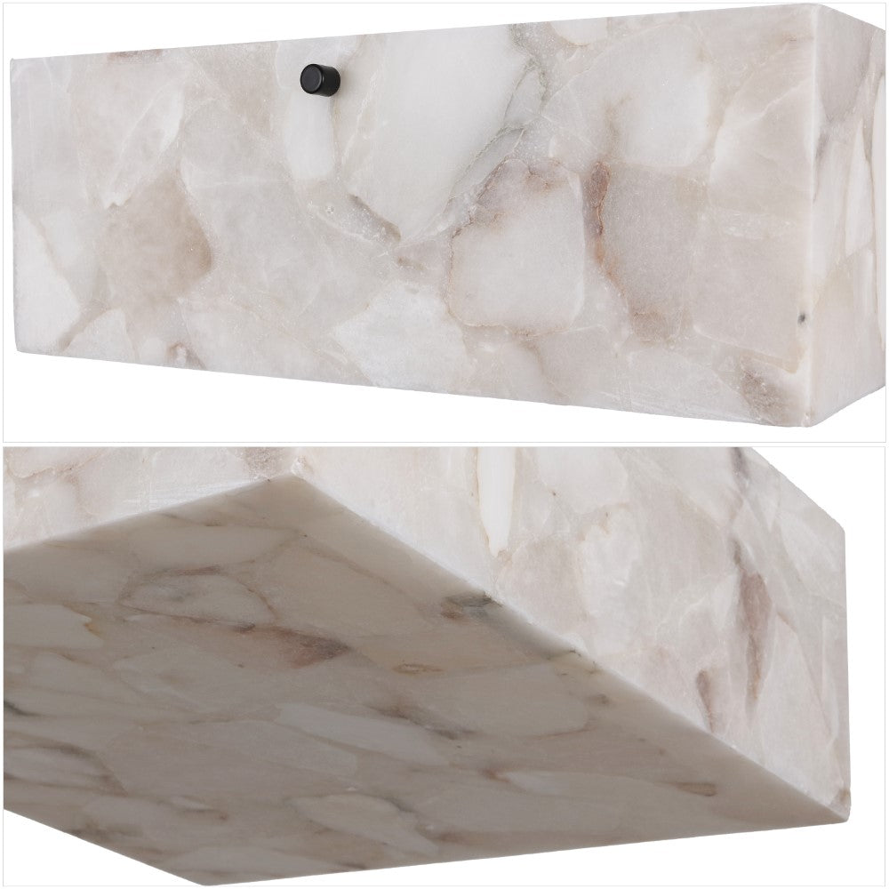 Stain 13" 2-Light Modern Contemporary Alabaster/Iron Square LED Flush Mount