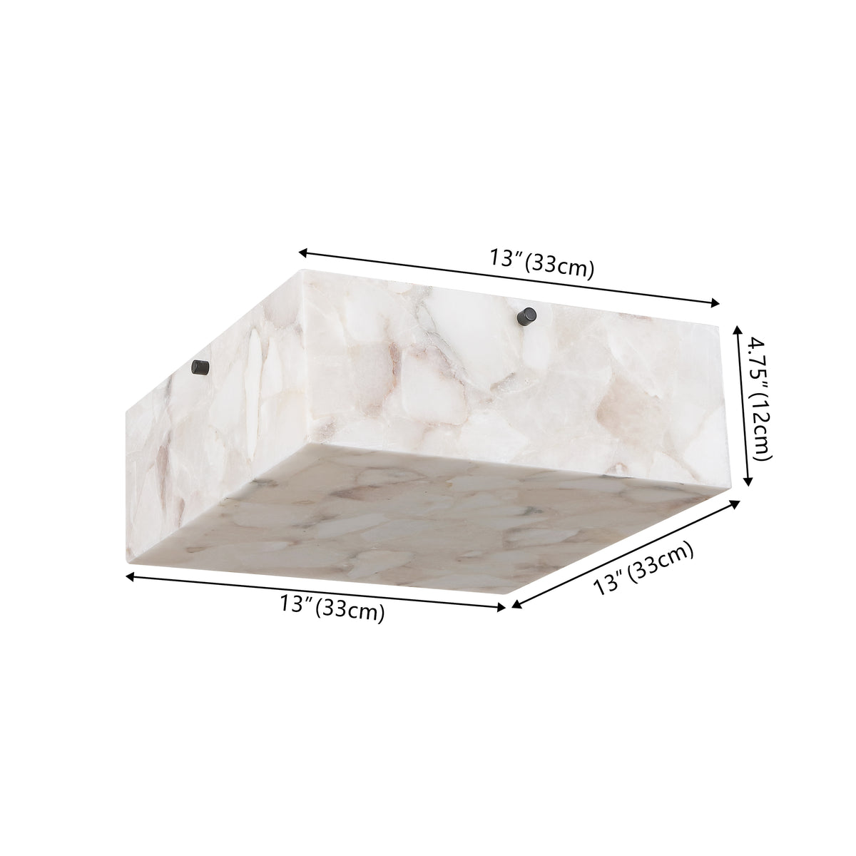 Stain 13" 2-Light Modern Contemporary Alabaster/Iron Square LED Flush Mount