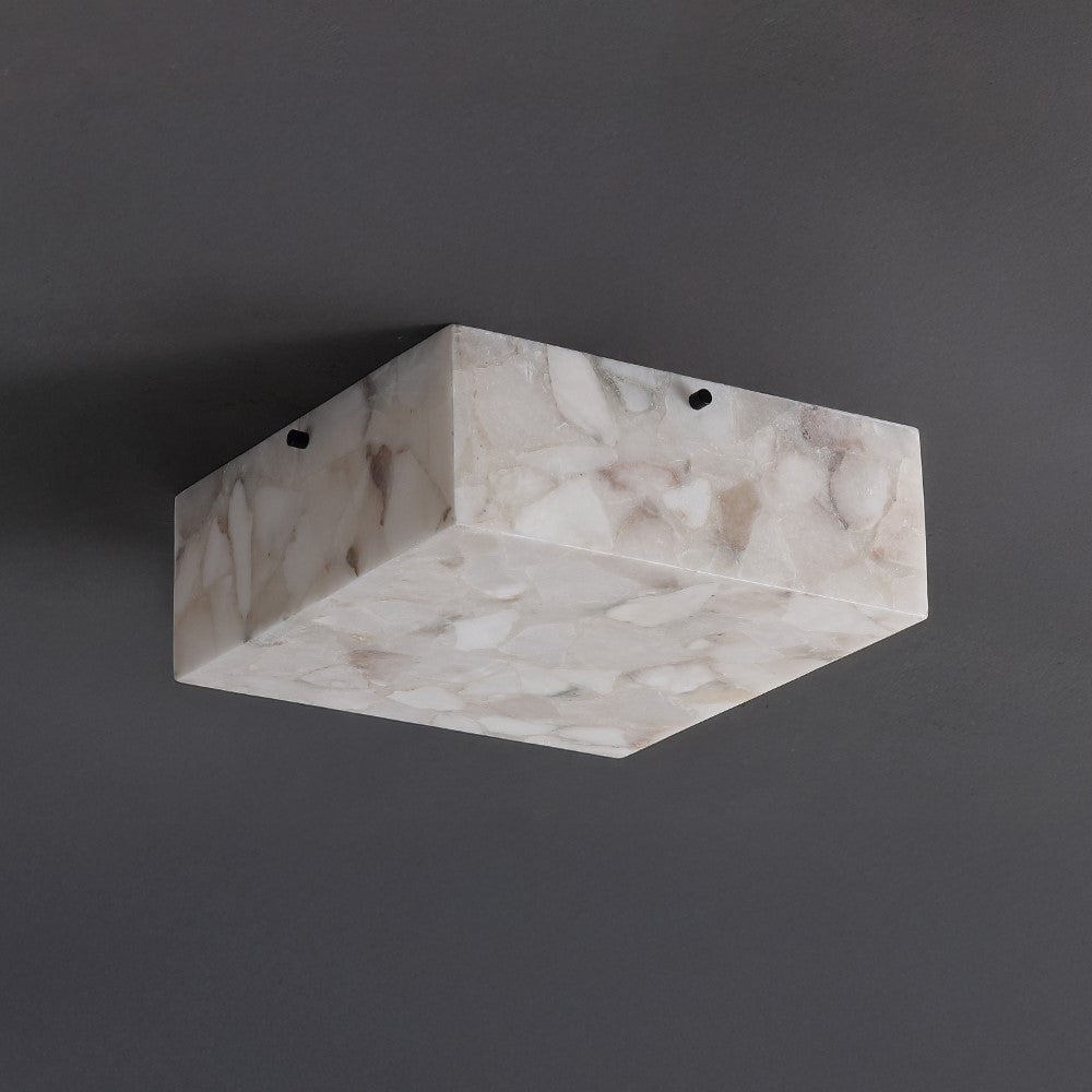 Stain 13" 2-Light Modern Contemporary Alabaster/Iron Square LED Flush Mount