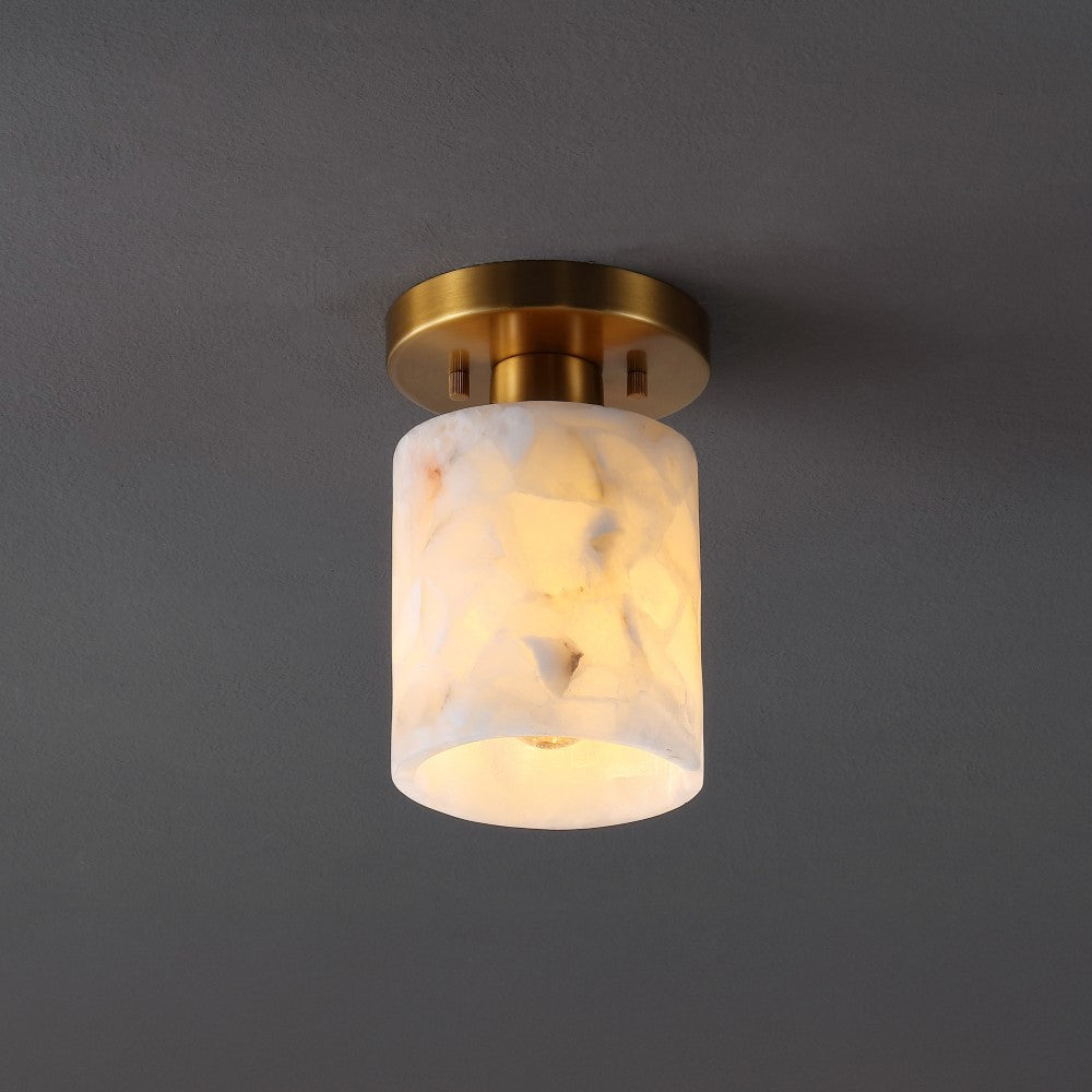 Beachcrest 5.13" 1-Light Modern Contemporary Alabaster/Iron Cylinder LED Semi Flush Mount