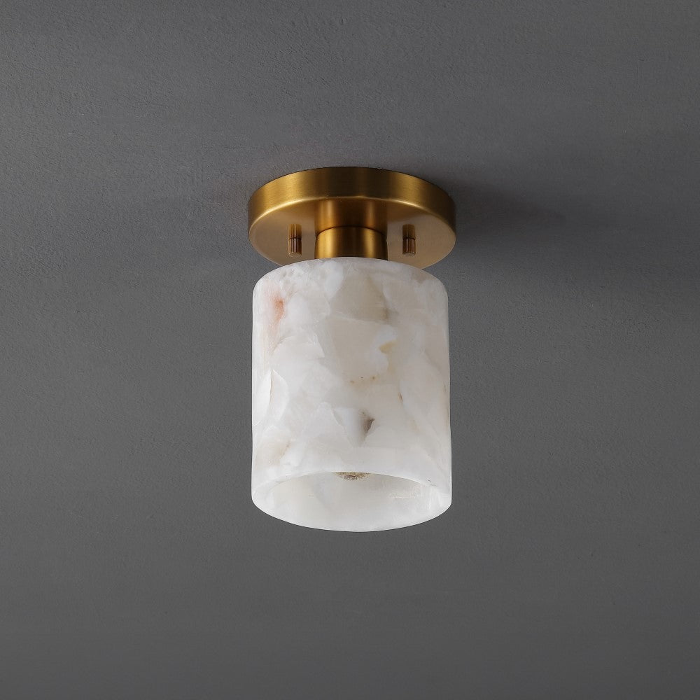Beachcrest 5.13" 1-Light Modern Contemporary Alabaster/Iron Cylinder LED Semi Flush Mount