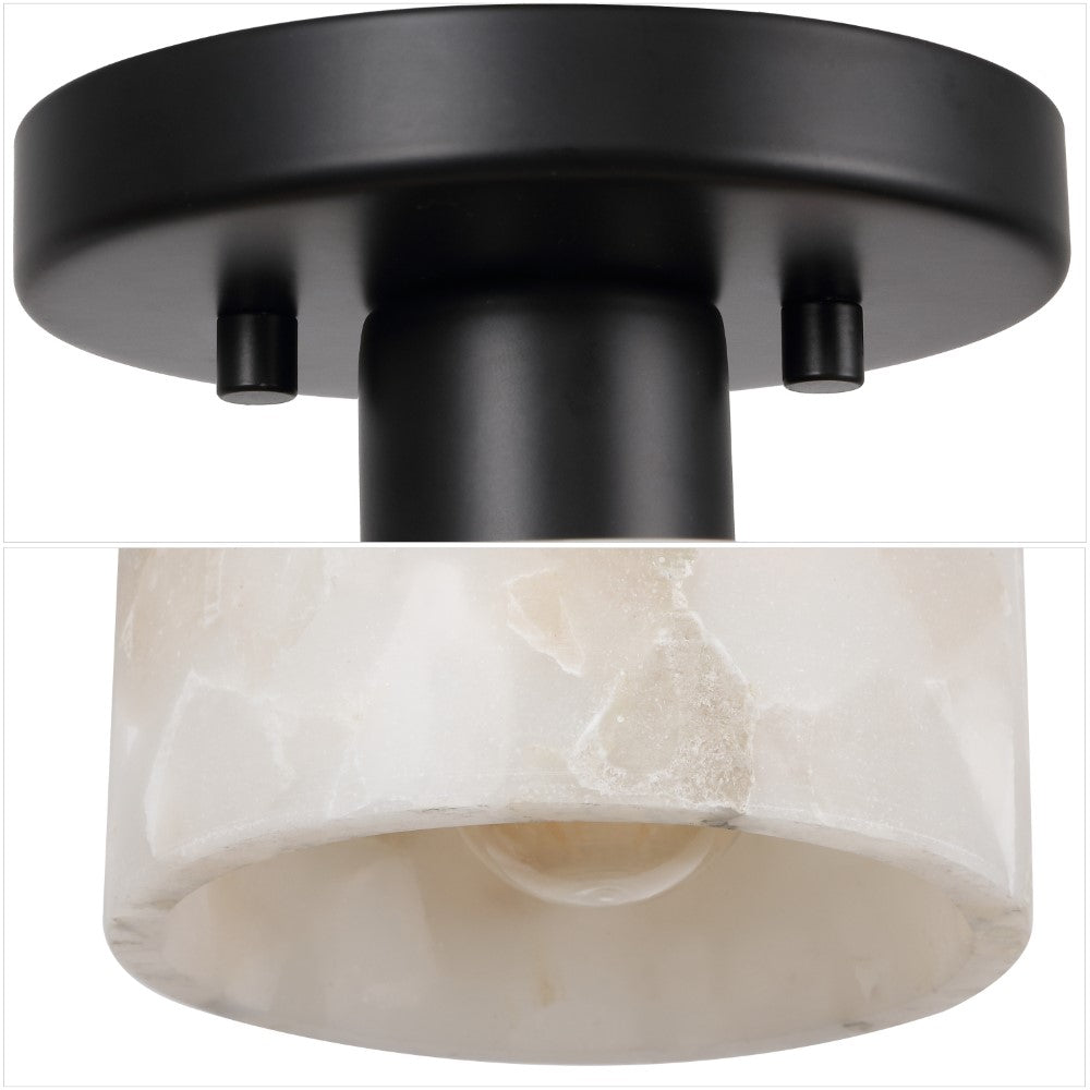 Beachcrest 5.13" 1-Light Modern Contemporary Alabaster/Iron Cylinder LED Semi Flush Mount
