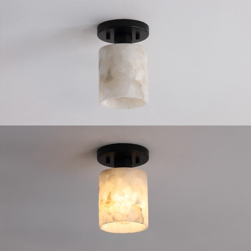 Beachcrest 5.13" 1-Light Modern Contemporary Alabaster/Iron Cylinder LED Semi Flush Mount