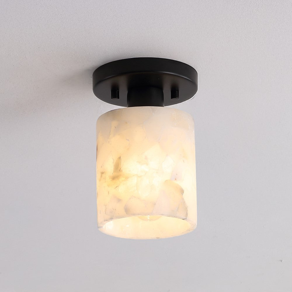Beachcrest 5.13" 1-Light Modern Contemporary Alabaster/Iron Cylinder LED Semi Flush Mount