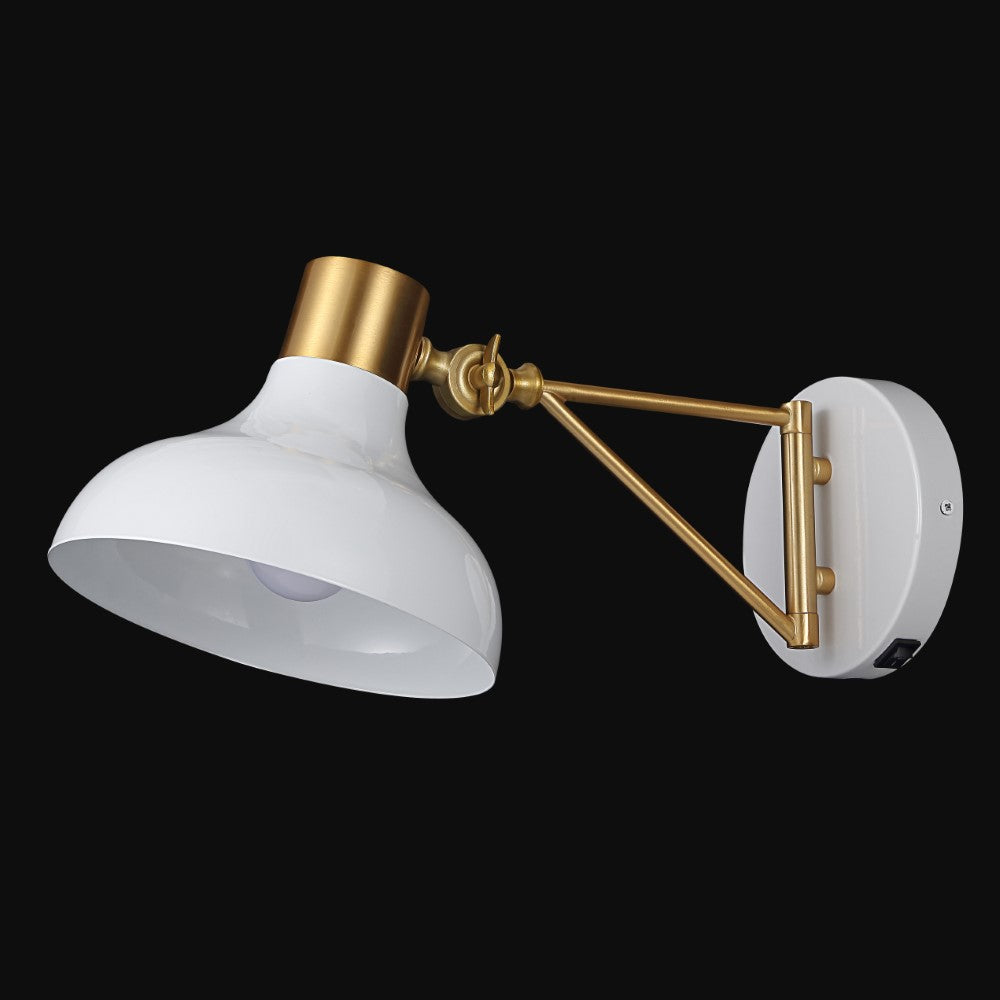Betty 15" Swing Arm Modern Midcentury Iron USB Charging Port LED Sconce