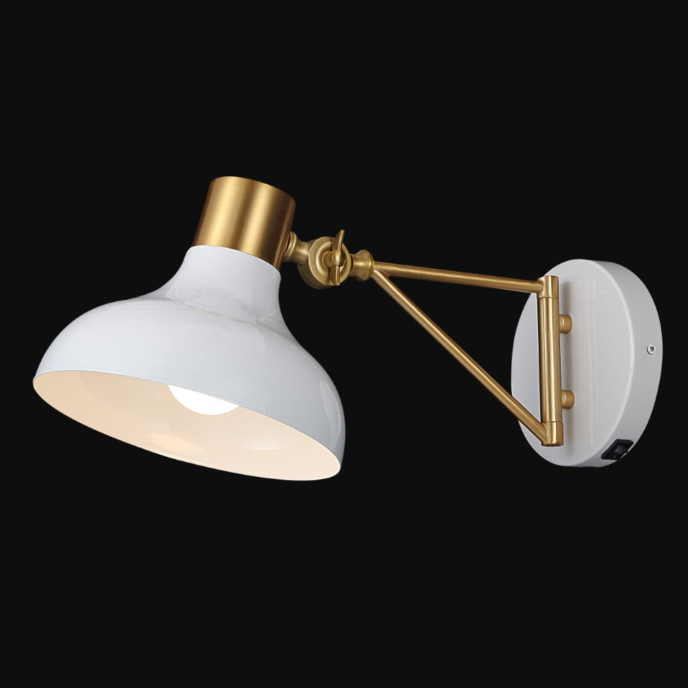 Betty 15" Swing Arm Modern Midcentury Iron USB Charging Port LED Sconce