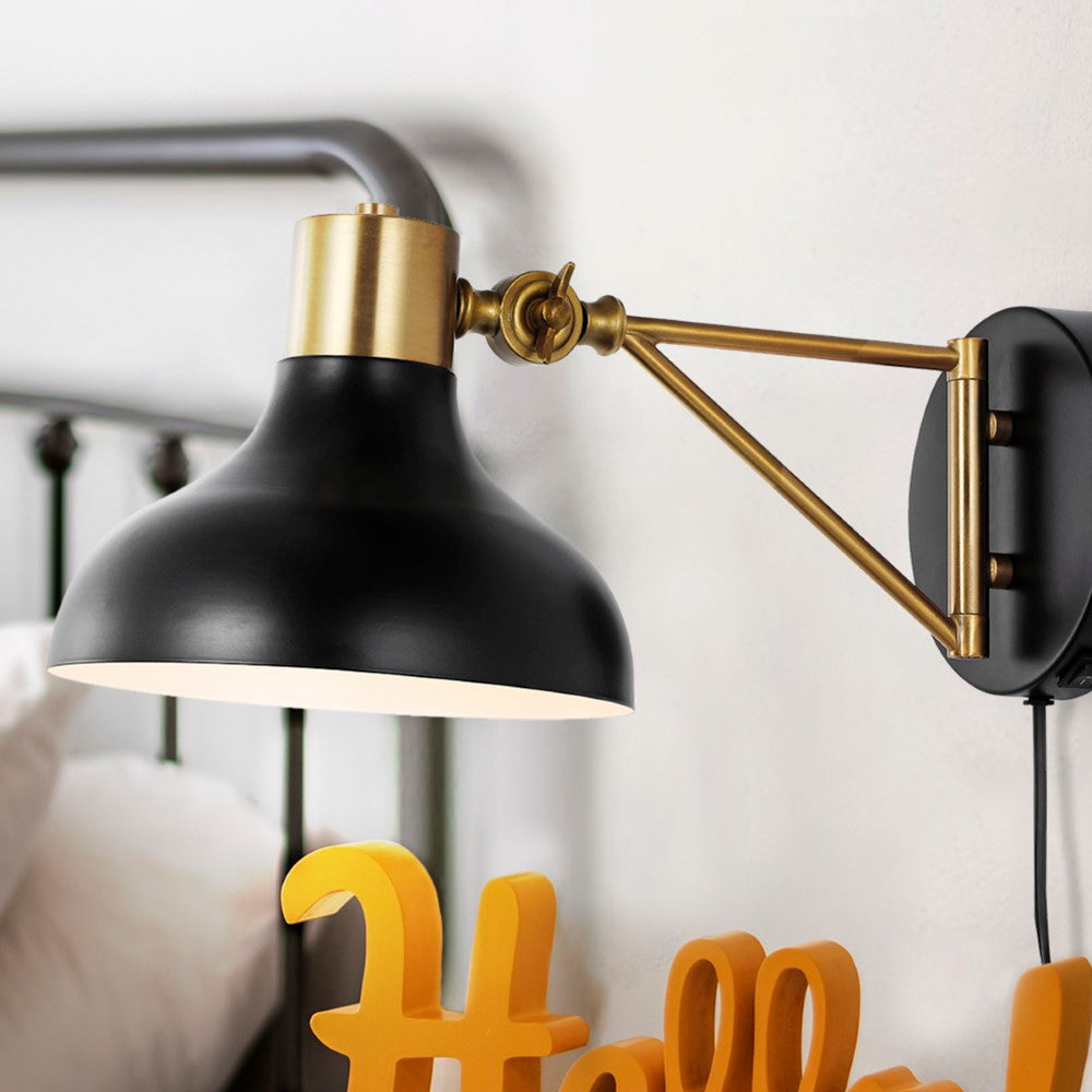Betty 15" Swing Arm Modern Midcentury Iron USB Charging Port LED Sconce