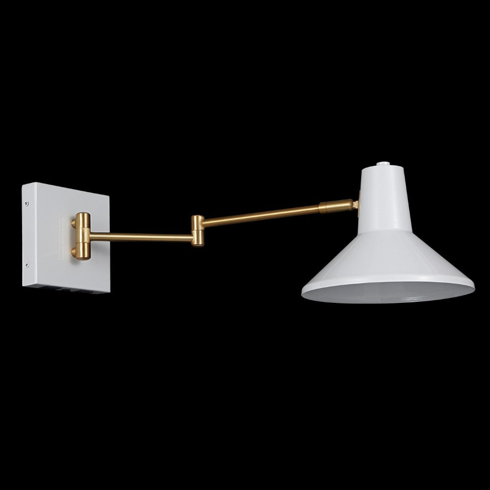 Hayes 16" Swing Arm Modern Midcentury Iron USB Charging Port LED Sconce