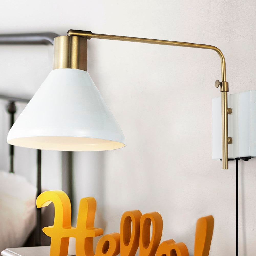 Agnes 20.5" Swing Arm Modern Midcentury Iron USB Charging Port LED Sconce