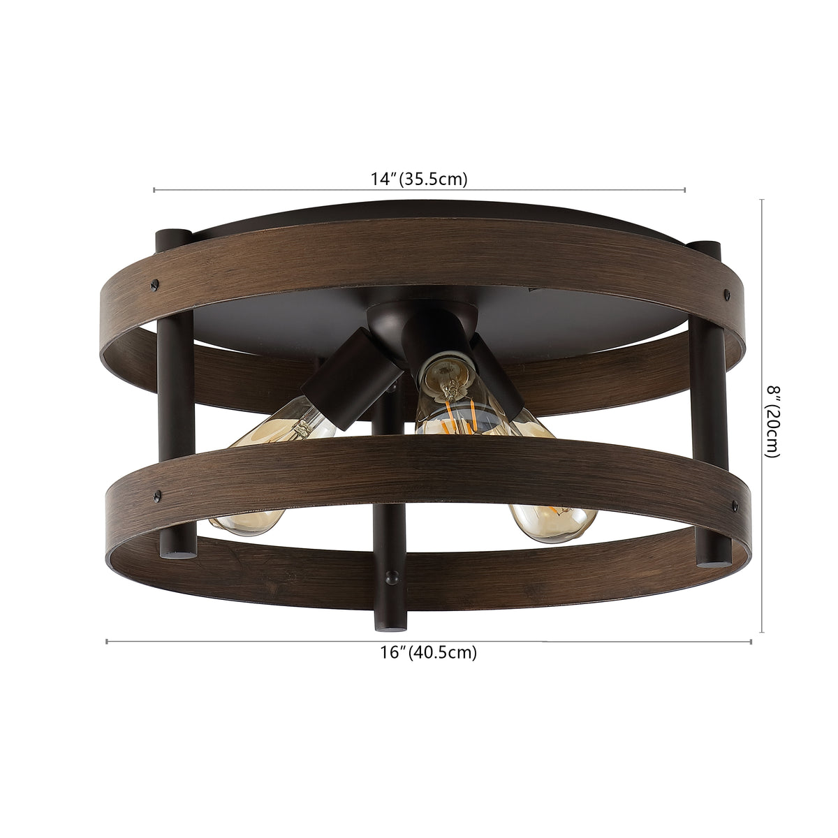 Personalized 16" Farmhouse Industrial Iron LED Flush Mount