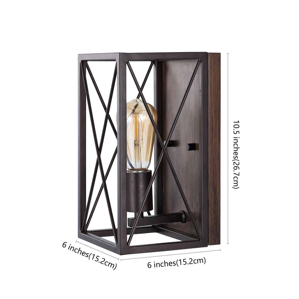 Tonya X-Frame 6" Farmhouse Rustic Iron LED Sconce