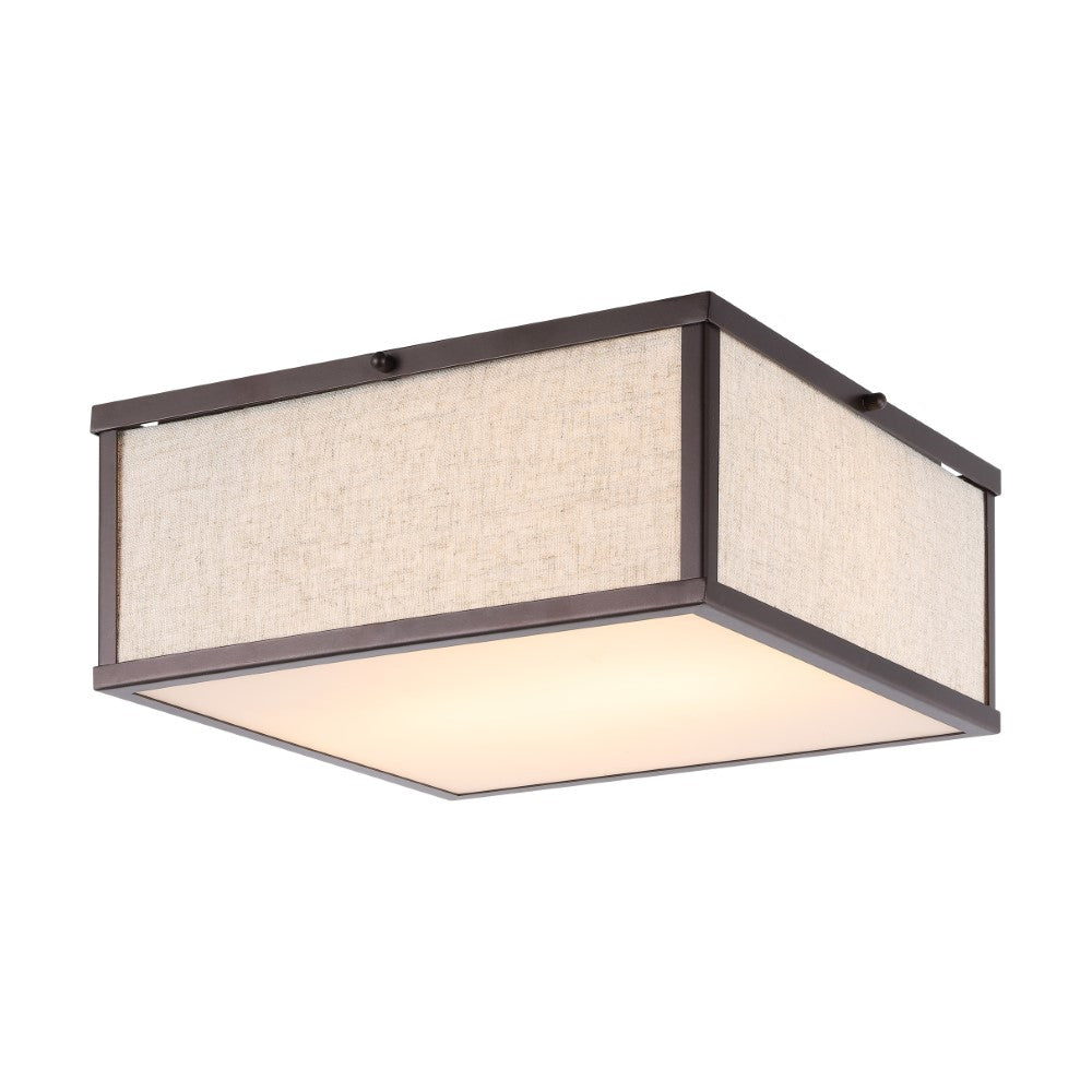 Kyle 14.13" Minimalist Industrial Square Linen Iron LED Flush Mount
