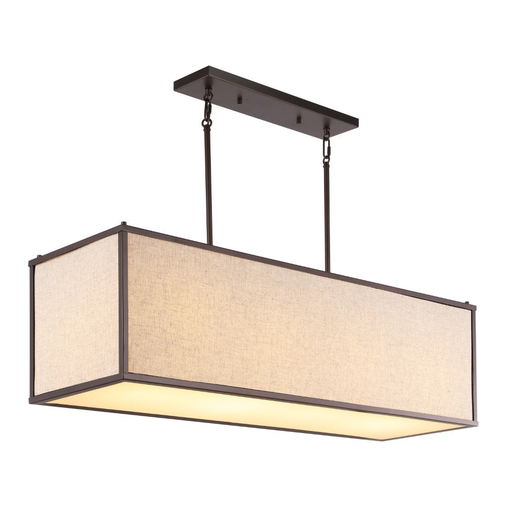 Modern 42" Minimalist Industrial Rectangular Linen Iron Linear LED Pendant