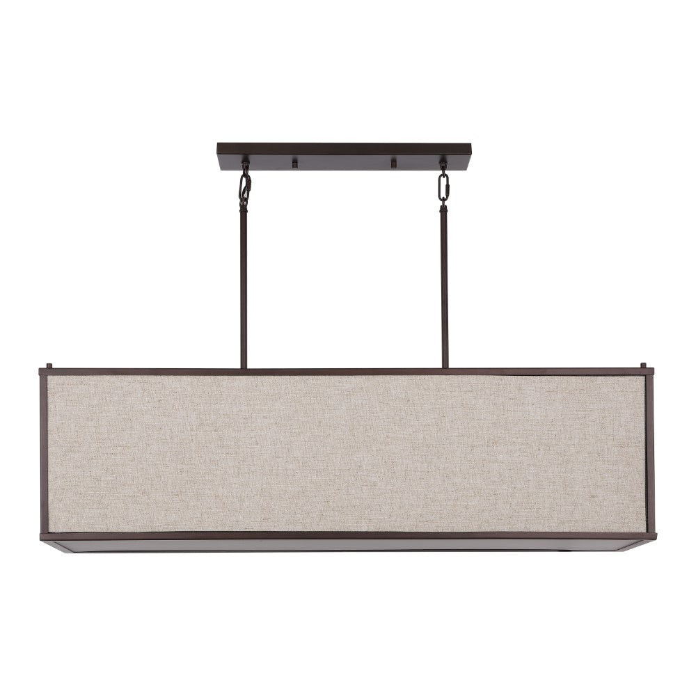 Modern 42" Minimalist Industrial Rectangular Linen Iron Linear LED Pendant