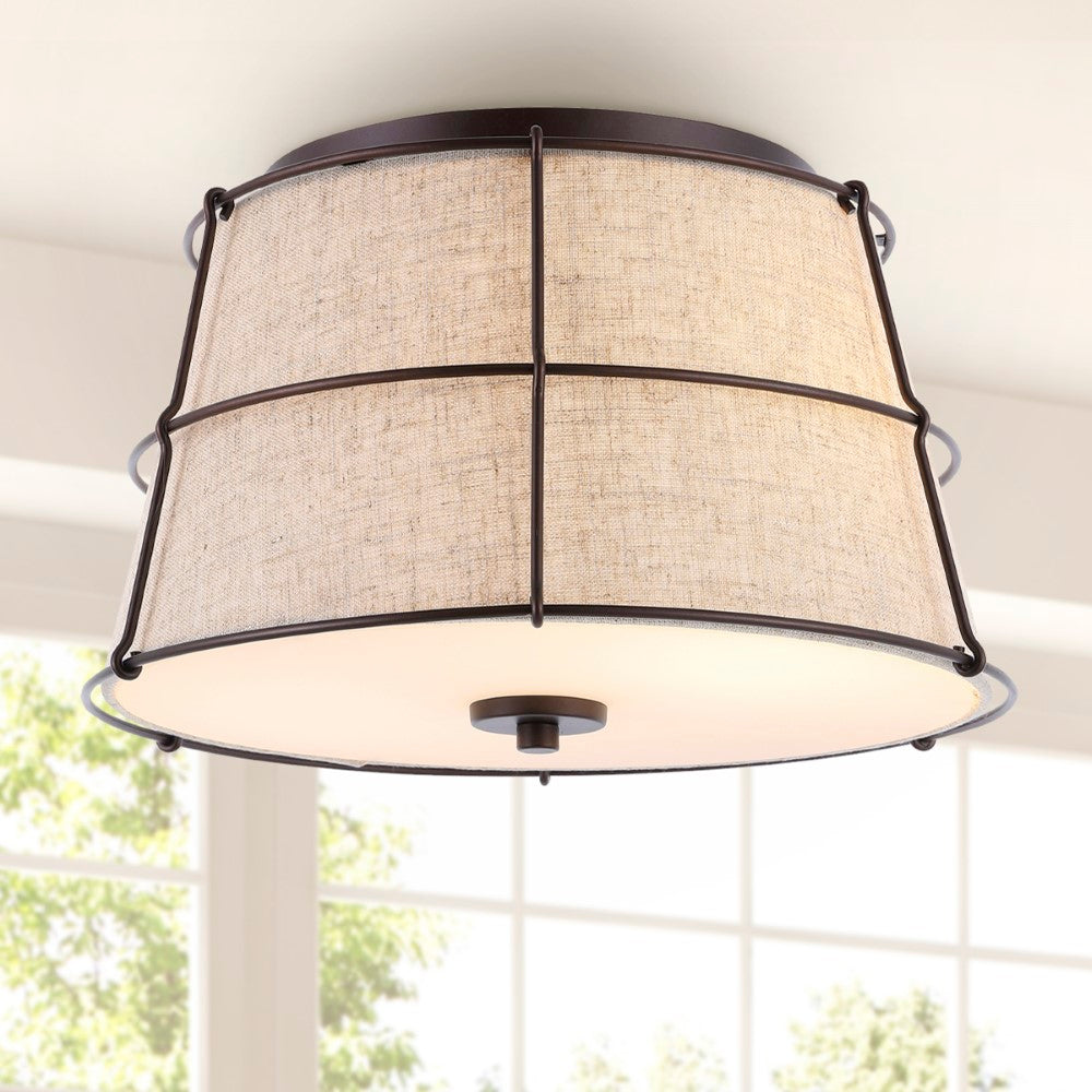 Barnes 14" Rustic Farmhouse Iron LED Flush Mount