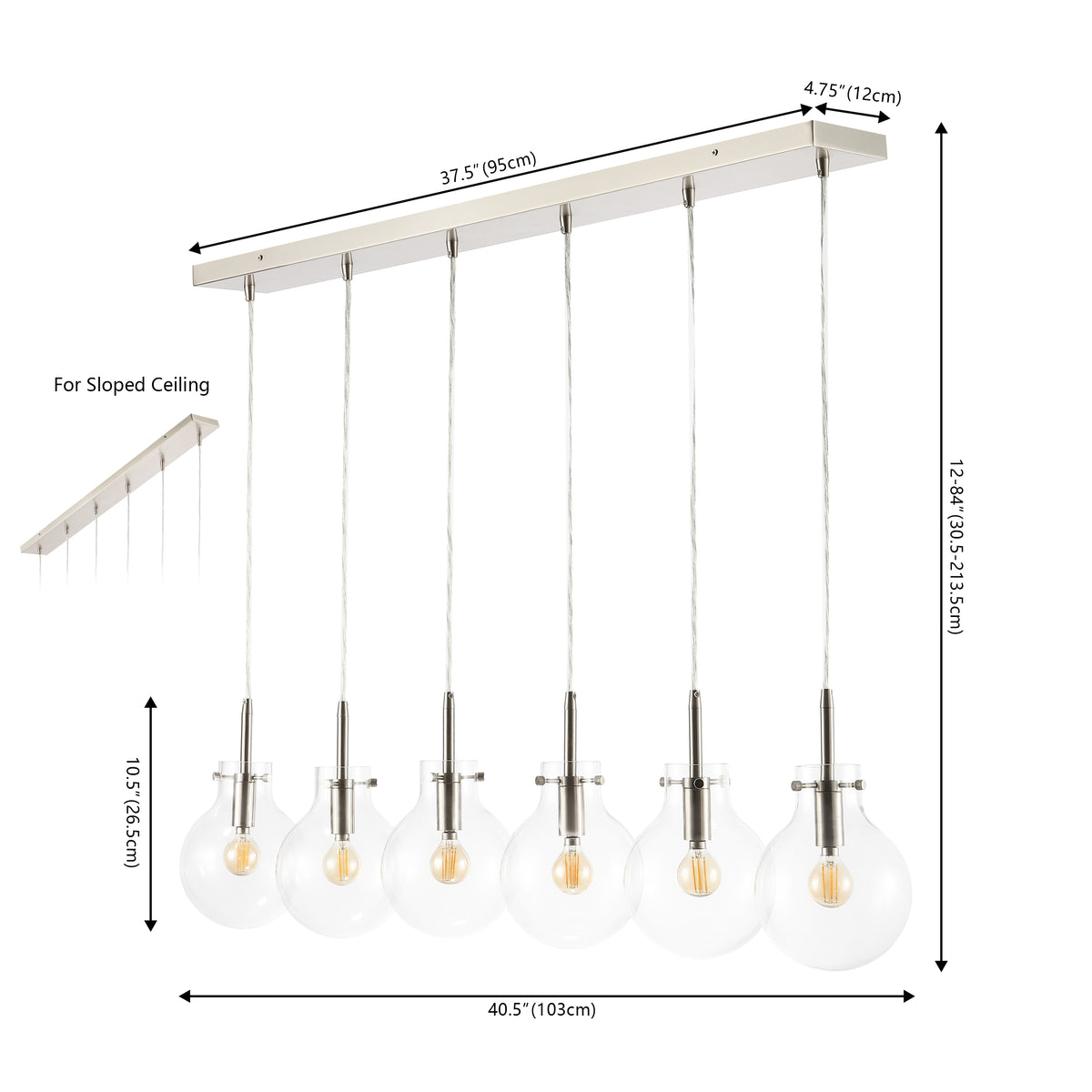 Harlow 40.5" Modern Contemporary Round Glass/Iron LED Linear Pendant