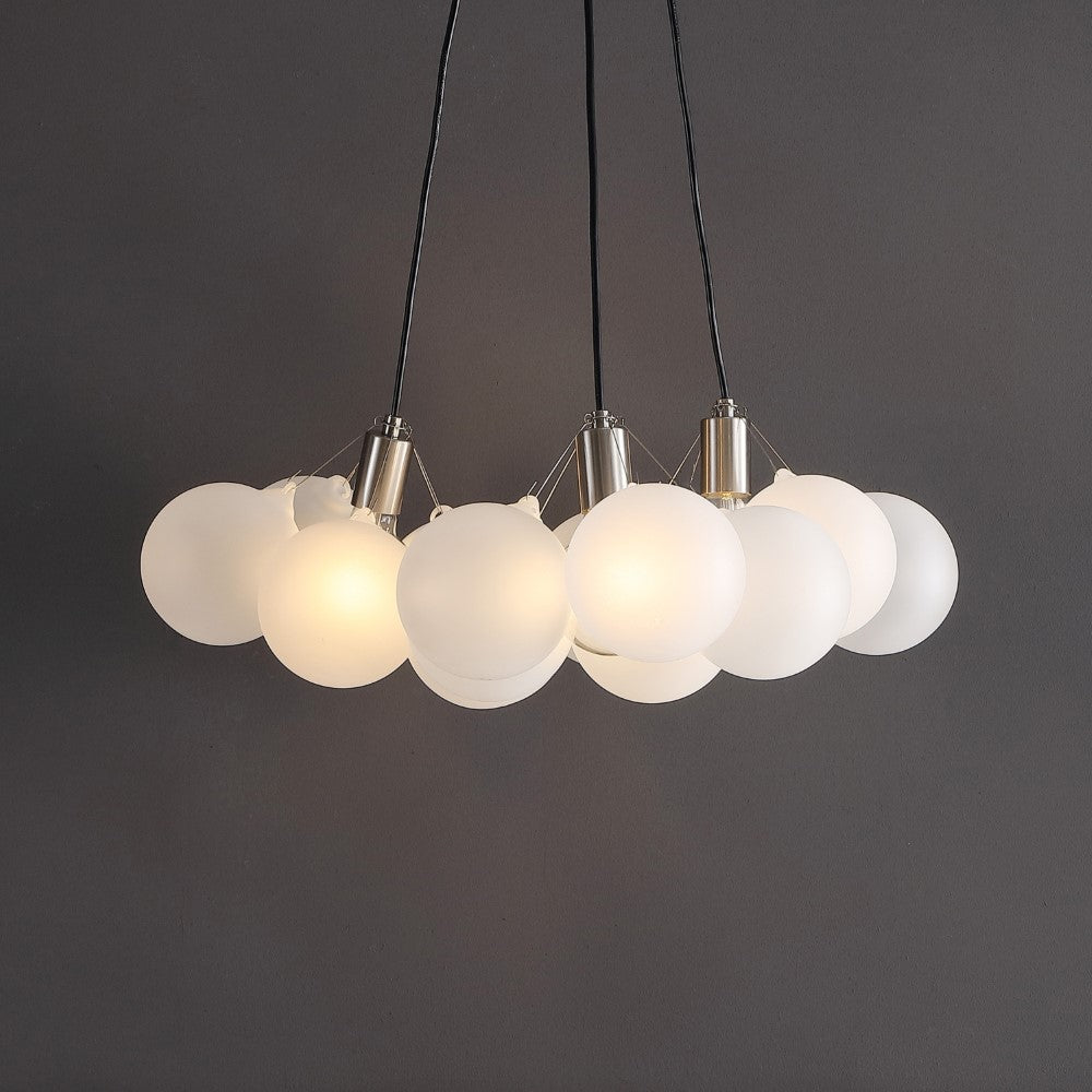 Cionar 24" 3-Light Mid-Century Glam Frosted Glass Orb LED Chandelier