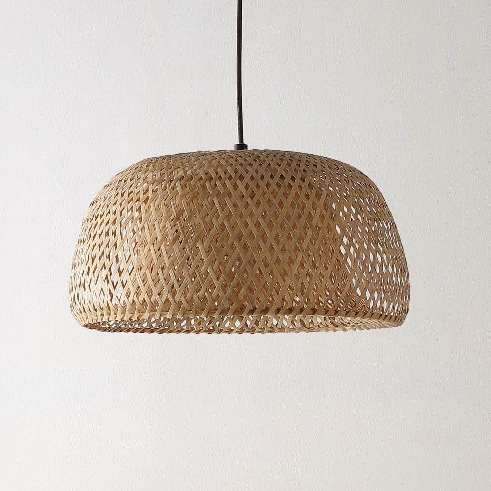 LITFAD 18" Farmhouse Coastal Bamboo 180" Cord Plug-In or Hardwired LED Pendant