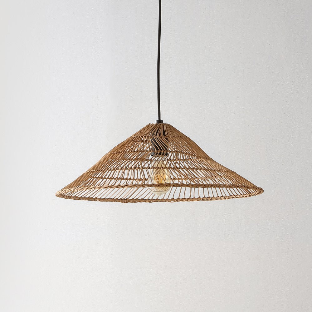 Taylor 20.25" Farmhouse Coastal Rattan 180" Cord Plug-In or Hardwired LED Pendant