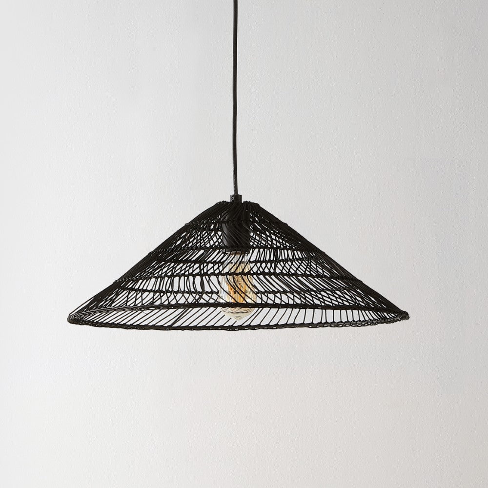Taylor 20.25" Farmhouse Coastal Rattan 180" Cord Plug-In or Hardwired LED Pendant