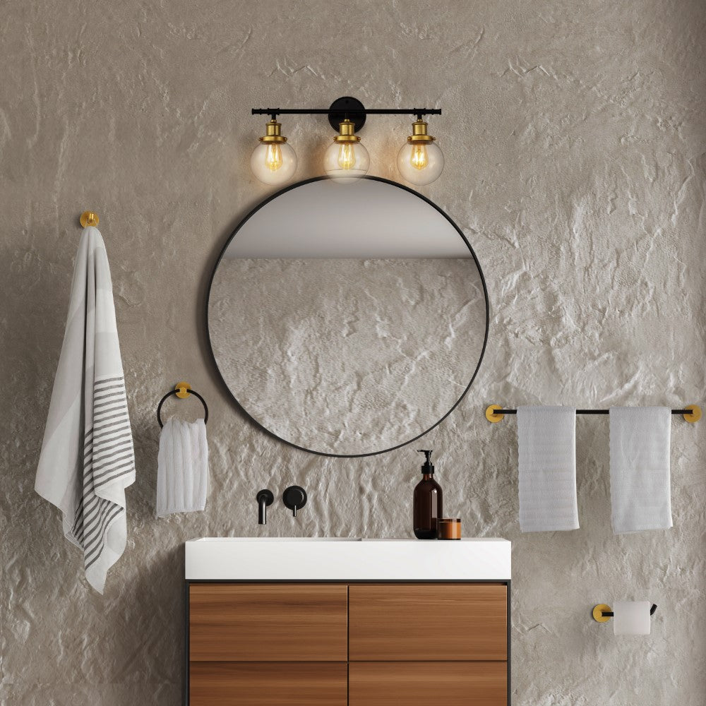 Gauge 24.5" 3-Light Farmhouse Classic Vanity Light with Bathroom Hardware Accessory Set