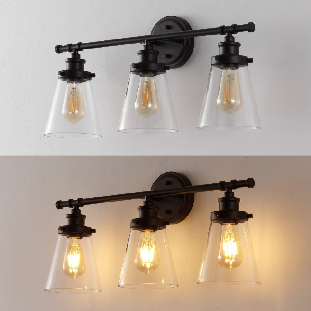 Cedar 23.75" 3-Light Traditional Farmhouse Vanity Light with Bathroom Hardware Accessory Set