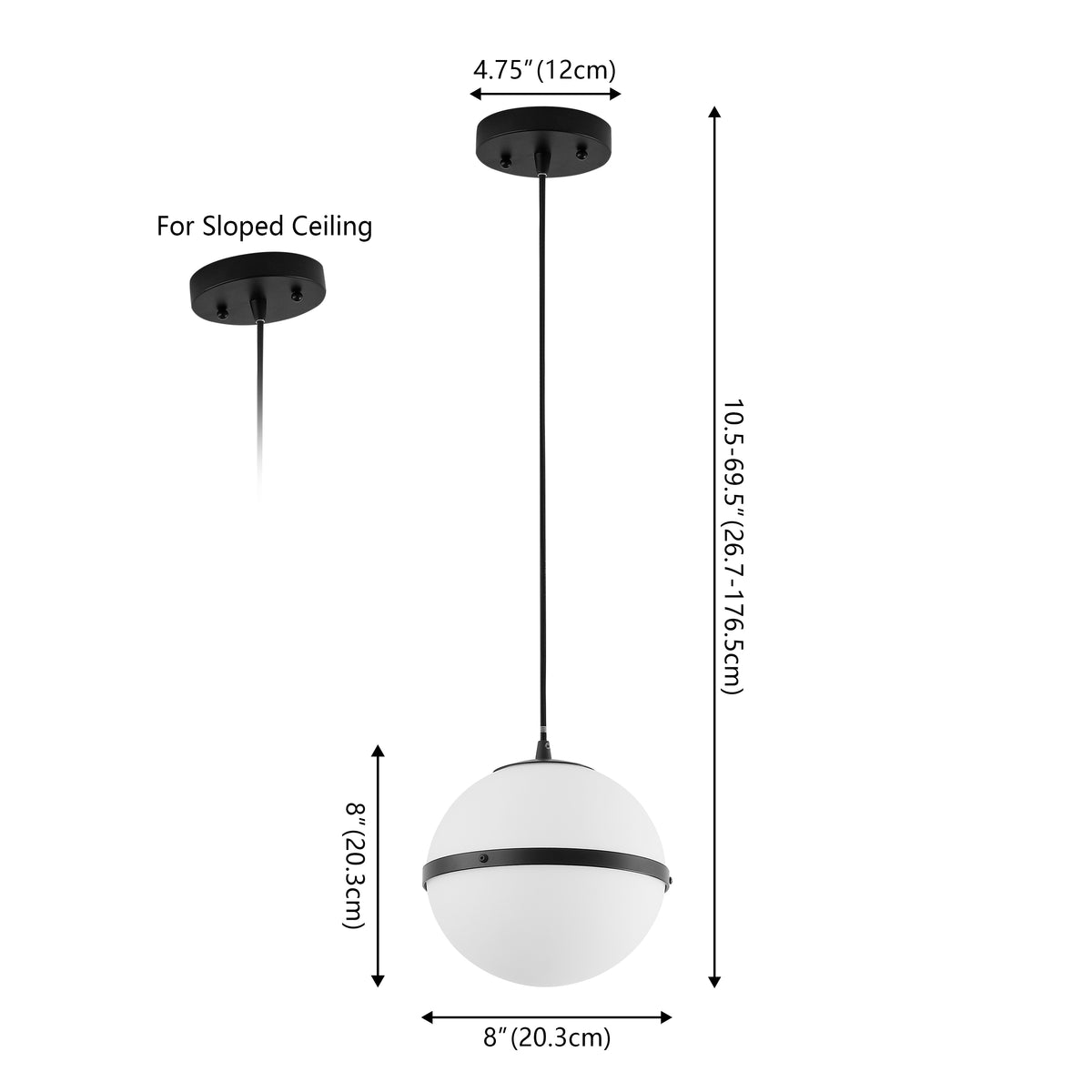 Mango 8" Modern Minimalist Globe LED Pendant Light