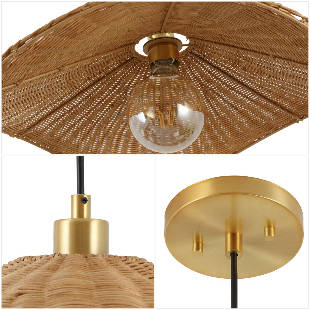 Spruce 24.5" Modern Coastal Organic Curve Rattan LED Pendant
