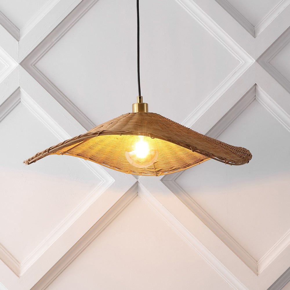 Spruce 24.5" Modern Coastal Organic Curve Rattan LED Pendant