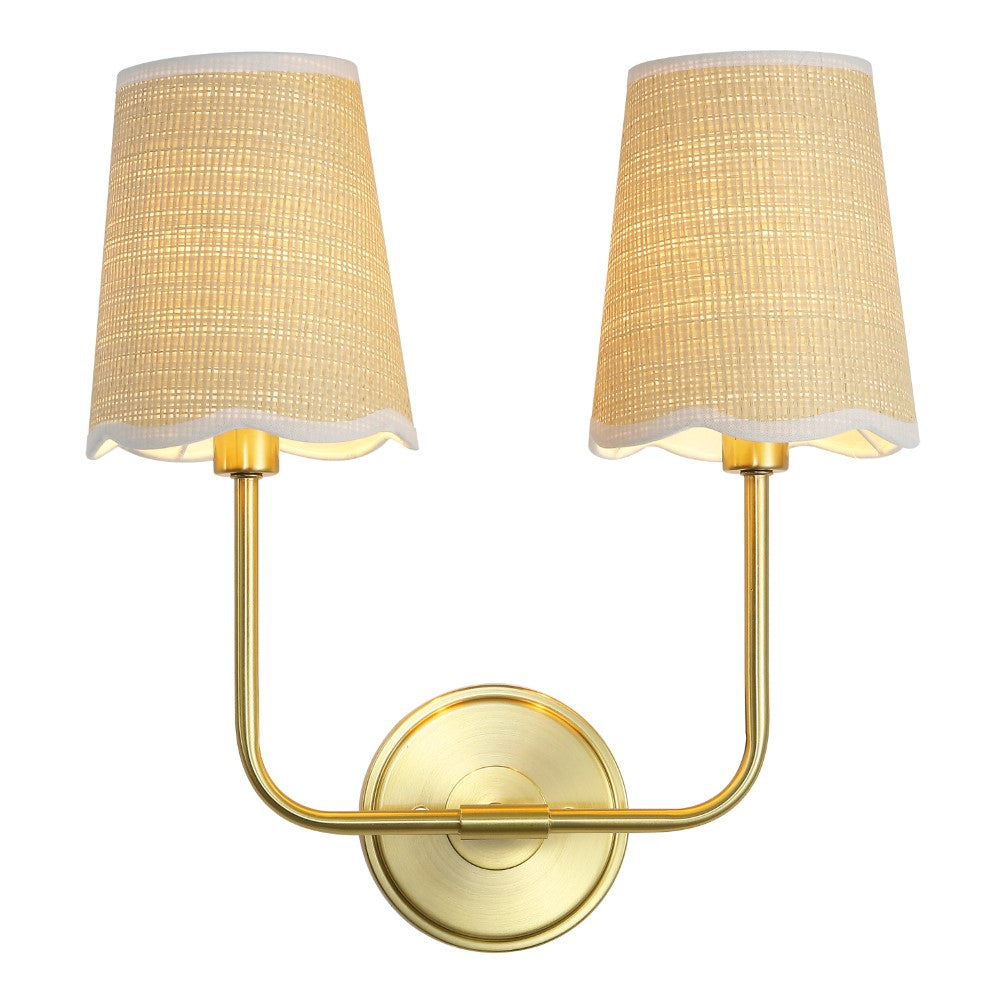Aspen Traditional Coastal Scalloped Fabric Shade/Metal LED Vanity Light