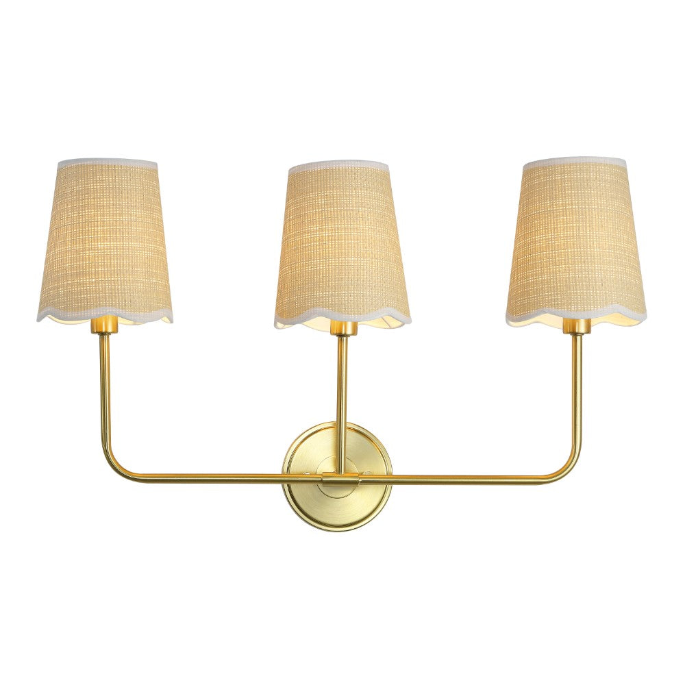 Aspen Traditional Coastal Scalloped Fabric Shade/Metal LED Vanity Light