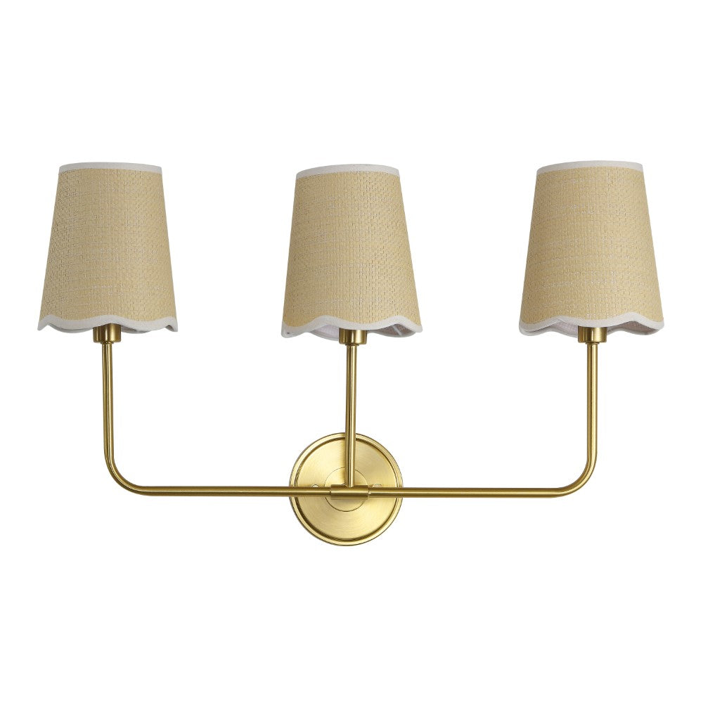 Aspen Traditional Coastal Scalloped Fabric Shade/Metal LED Vanity Light