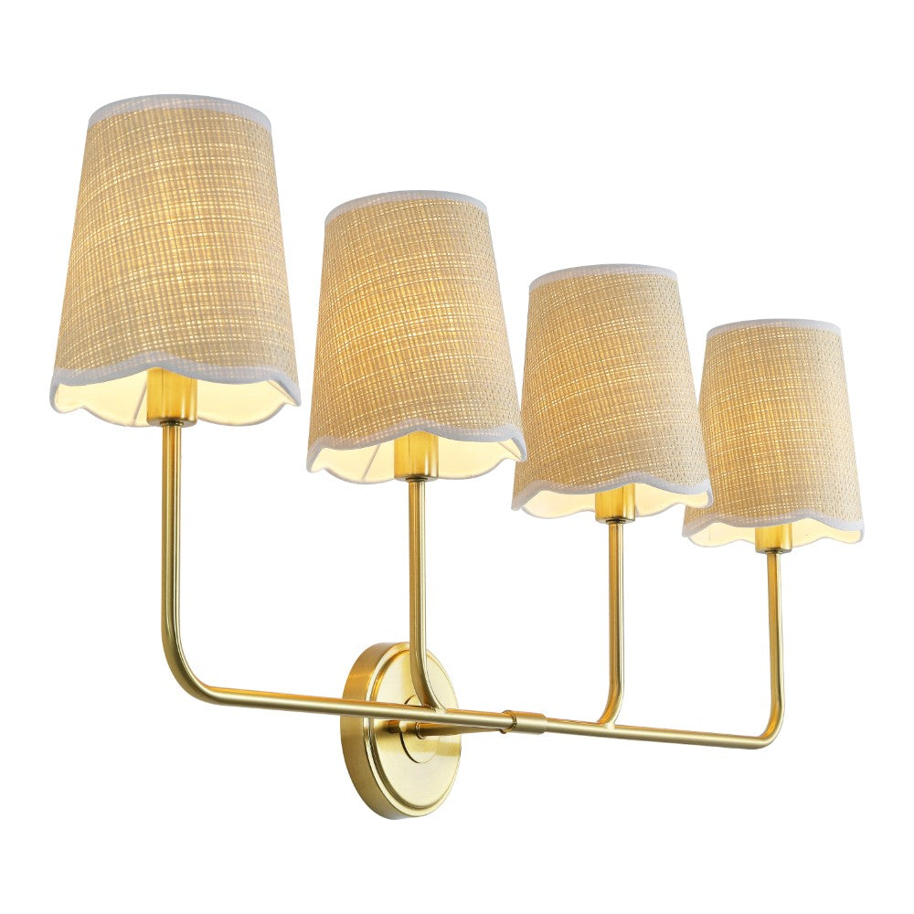 Aspen Traditional Coastal Scalloped Fabric Shade/Metal LED Vanity Light